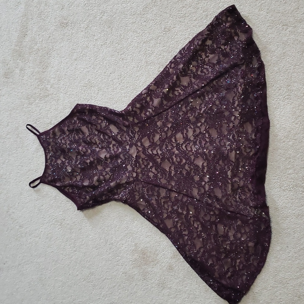 Emerald Sundae dark burgundy glitter lace mini dress, juniors size medium